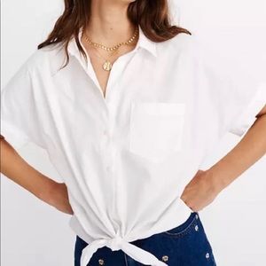 Madewell Short Sleeve Tie Front White Shirt